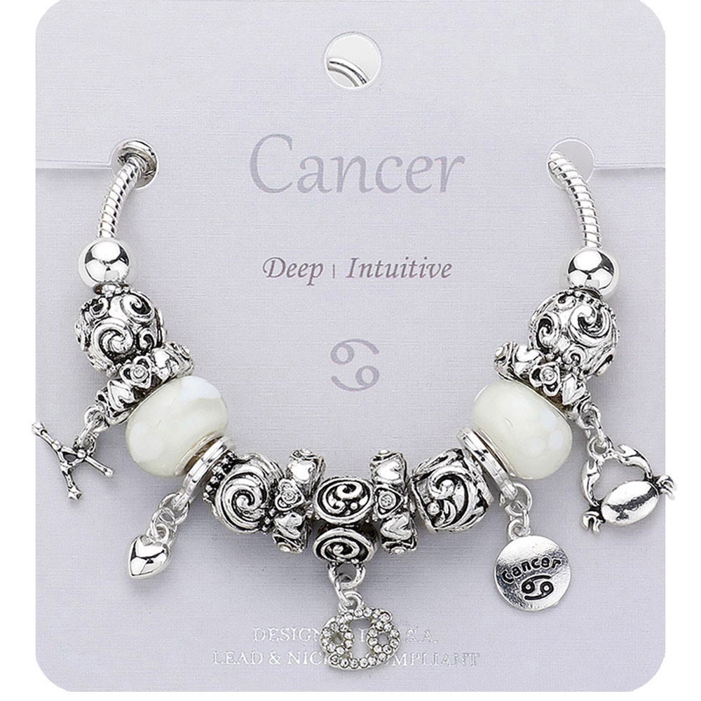 Cancer Zodiac Charm Bracelet – PNDR INSP Multi-Bead Design ♋✨